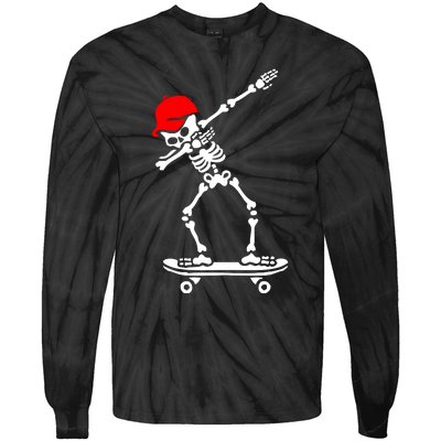 Skeleton Skateboard Tie-Dye Long Sleeve Shirt