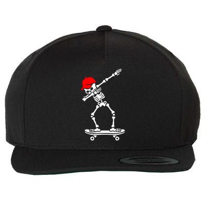 Skeleton Skateboard Wool Snapback Cap