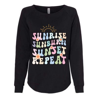 Sunrise Sunburn Sunset Repeat Pink Flowers Retro Wavy Groovy Gift Womens California Wash Sweatshirt