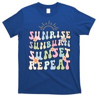 Sunrise Sunburn Sunset Repeat Pink Flowers Retro Wavy Groovy Gift T-Shirt