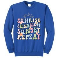 Sunrise Sunburn Sunset Repeat Pink Flowers Retro Wavy Groovy Gift Tall Sweatshirt