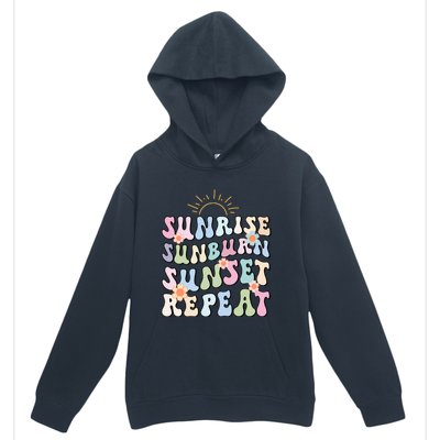 Sunrise Sunburn Sunset Repeat Pink Flowers Retro Wavy Groovy Gift Urban Pullover Hoodie