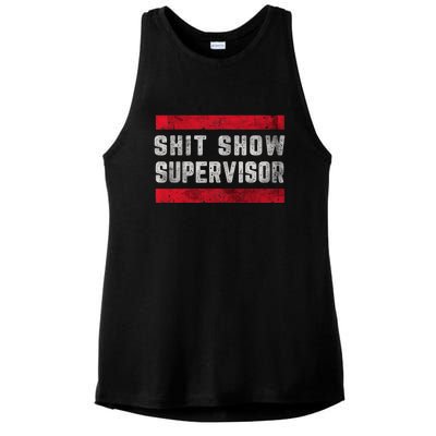 Shit Show Supervisor Sarcastic Distressed Ladies PosiCharge Tri-Blend Wicking Tank