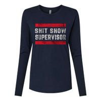 Shit Show Supervisor Sarcastic Distressed Womens Cotton Relaxed Long Sleeve T-Shirt