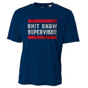 Shit Show Supervisor Sarcastic Distressed Cooling Performance Crew T-Shirt