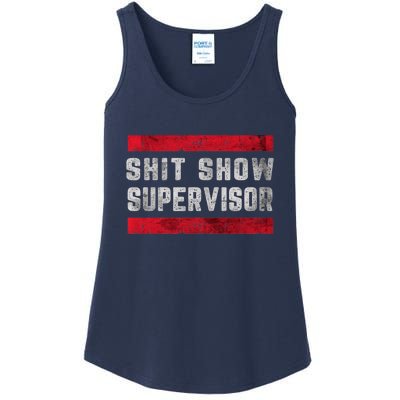 Shit Show Supervisor Sarcastic Distressed Ladies Essential Tank