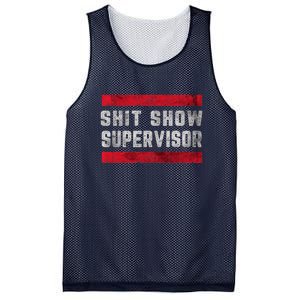 Shit Show Supervisor Sarcastic Distressed Mesh Reversible Basketball Jersey Tank