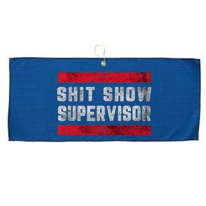 Shit Show Supervisor Sarcastic Distressed Large Microfiber Waffle Golf Towel