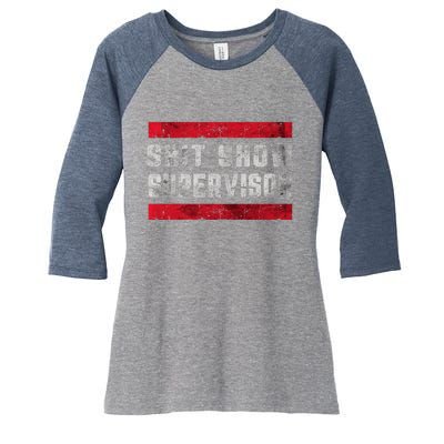 Shit Show Supervisor Sarcastic Distressed Women's Tri-Blend 3/4-Sleeve Raglan Shirt