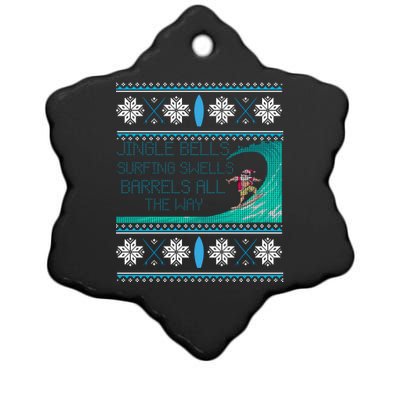 Surf Surfing Surfer Ugly Christmas Sweater Style Funny Gift Ceramic Star Ornament