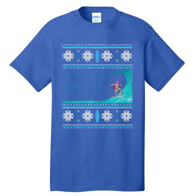 Surf Surfing Surfer Ugly Christmas Sweater Style Funny Gift Tall T-Shirt