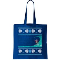 Surf Surfing Surfer Ugly Christmas Sweater Style Funny Gift Tote Bag