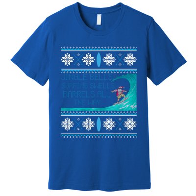 Surf Surfing Surfer Ugly Christmas Sweater Style Funny Gift Premium T-Shirt