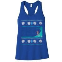 Surf Surfing Surfer Ugly Christmas Sweater Style Funny Gift Women's Racerback Tank