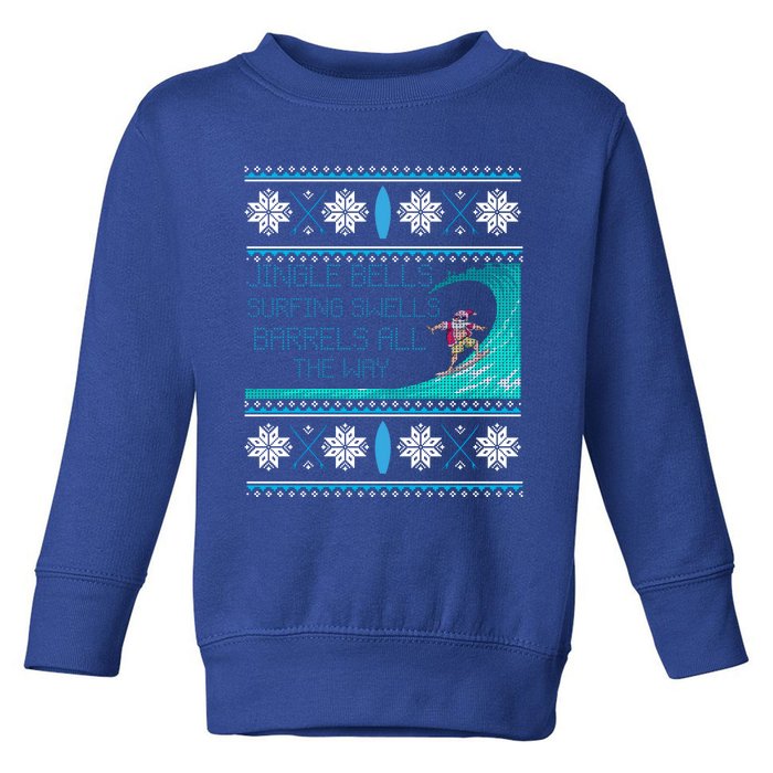 Surf Surfing Surfer Ugly Christmas Sweater Style Funny Gift Toddler Sweatshirt