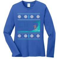 Surf Surfing Surfer Ugly Christmas Sweater Style Funny Gift Ladies Long Sleeve Shirt