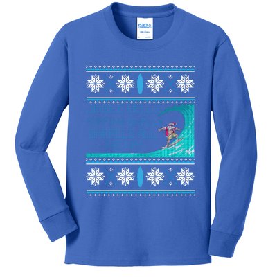 Surf Surfing Surfer Ugly Christmas Sweater Style Funny Gift Kids Long Sleeve Shirt