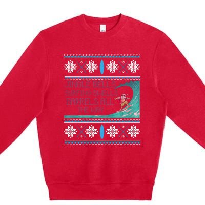 Surf Surfing Surfer Ugly Christmas Sweater Style Funny Gift Premium Crewneck Sweatshirt