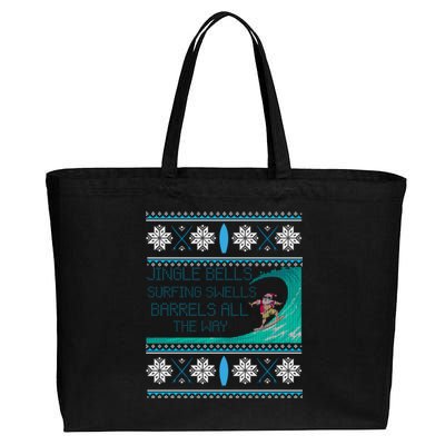 Surf Surfing Surfer Ugly Christmas Sweater Style Funny Gift Cotton Canvas Jumbo Tote