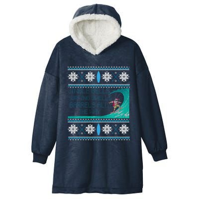 Surf Surfing Surfer Ugly Christmas Sweater Style Funny Gift Hooded Wearable Blanket