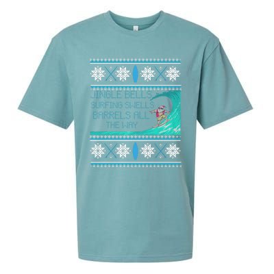 Surf Surfing Surfer Ugly Christmas Sweater Style Funny Gift Sueded Cloud Jersey T-Shirt