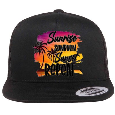 Sunrise Sunburn Sunset Repeat Great Gift Flatbill Hat