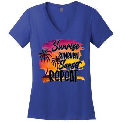 Sunrise Sunburn Sunset Repeat Great Gift Women's V-Neck T-Shirt
