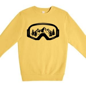 Ski Snowboard Skiing Goggles Snow Wintersport Skiing Gift Premium Crewneck Sweatshirt