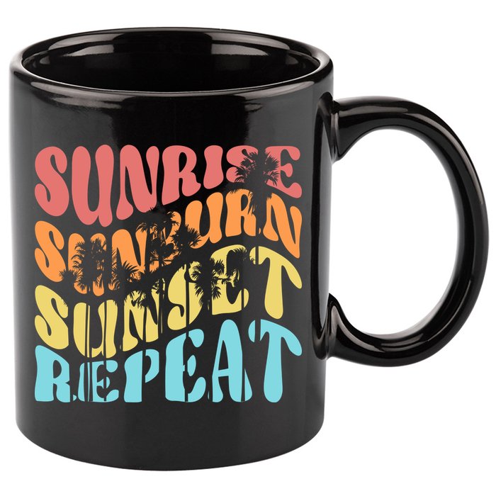 Sunride Sunburn Sunset Repeat 11oz C Handle Ceramic Mug