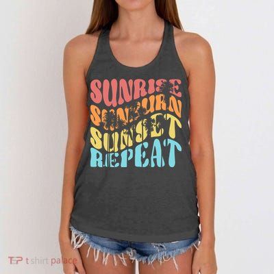 Sunride Sunburn Sunset Repeat Women's Knotted Racerback Tank