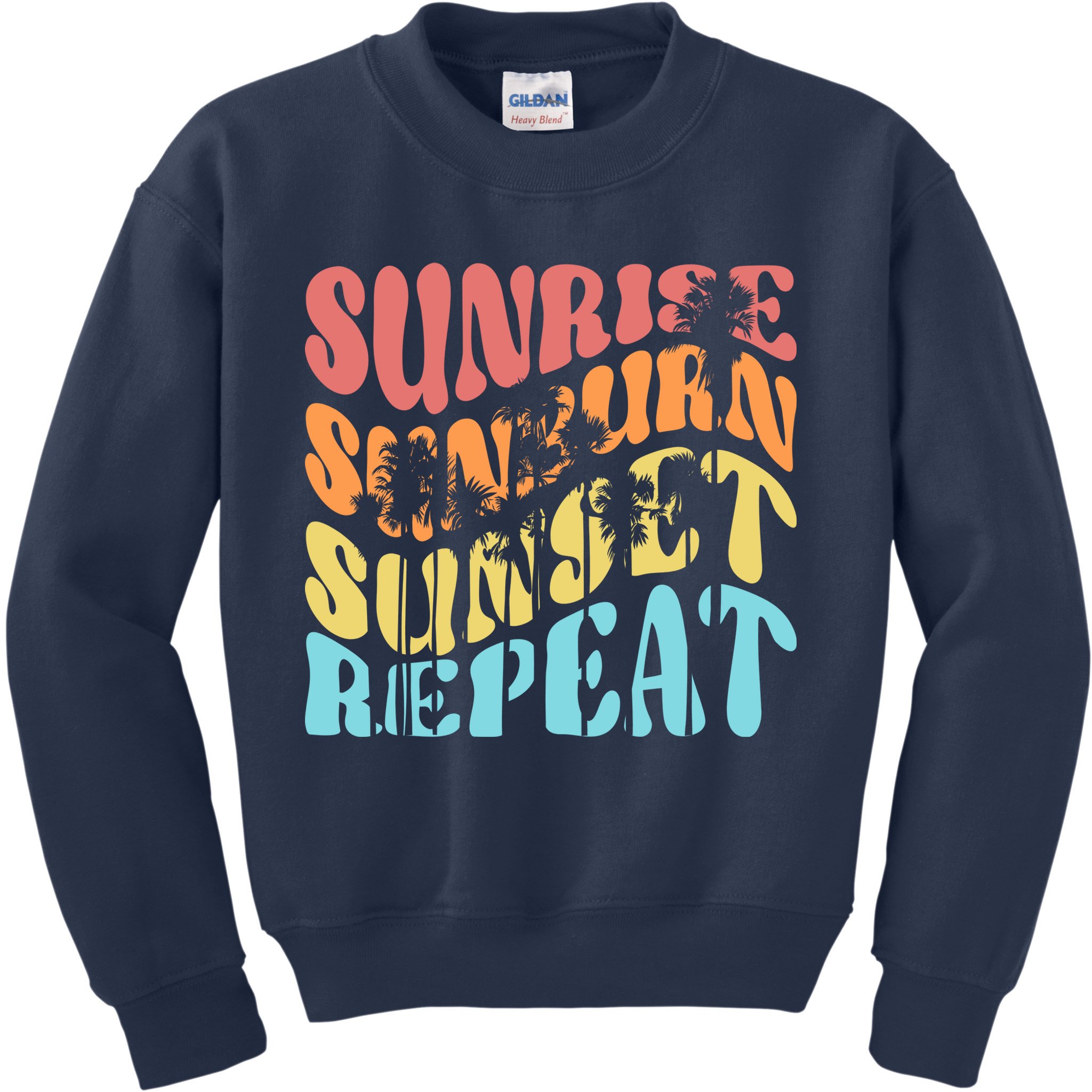 Sunride Sunburn Sunset Repeat Kids Sweatshirt