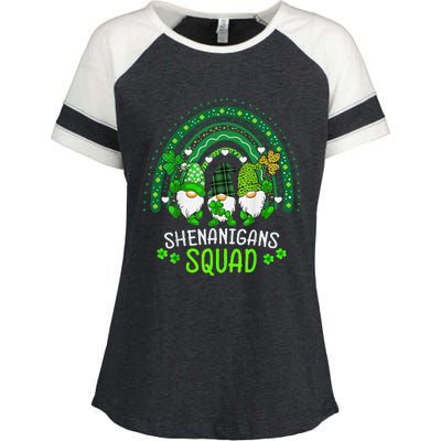 Shenanigans Squad St Patricks Day Gnomes Green Rainbow Irish Enza Ladies Jersey Colorblock Tee