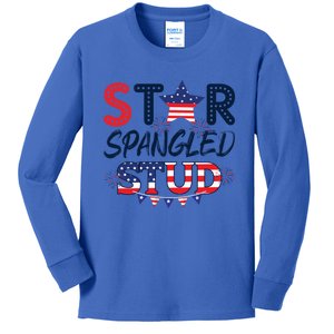 Star Spangled Stud July 4th America Flag Patriot Usa Gift Kids Long Sleeve Shirt