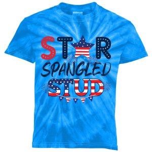 Star Spangled Stud July 4th America Flag Patriot Usa Gift Kids Tie-Dye T-Shirt