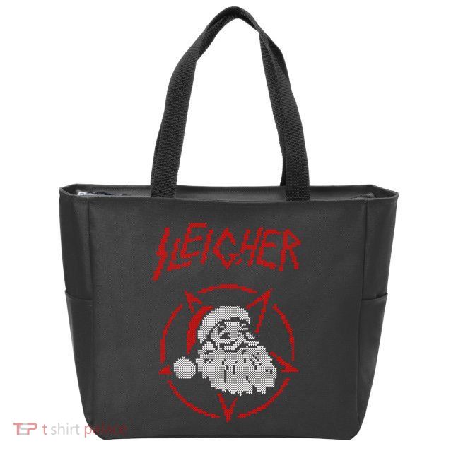 Sleigher Sweater Santa Ugly Christmas Funny Metal Zip Tote Bag