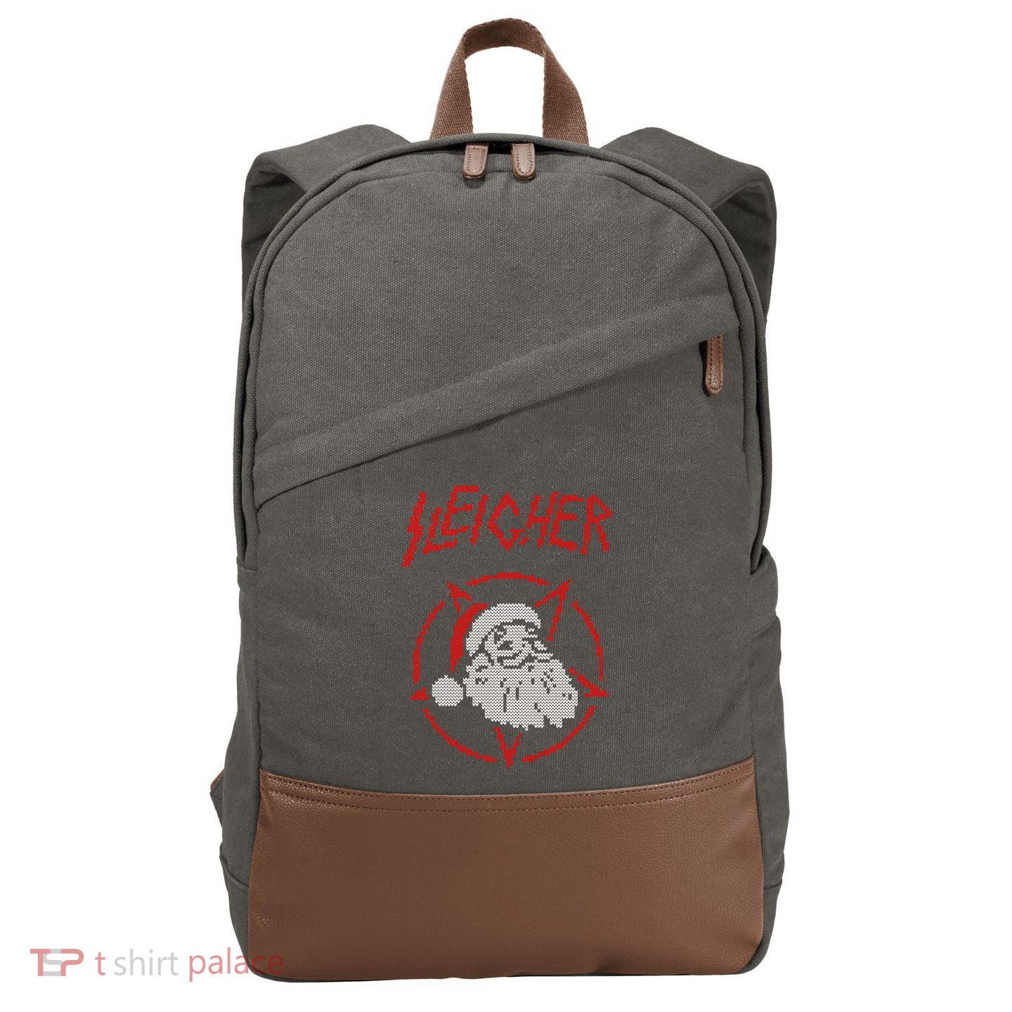 Sleigher Sweater Santa Ugly Christmas Funny Metal Cotton Canvas Backpack