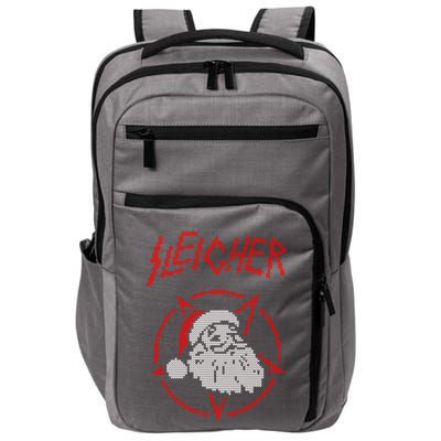 Sleigher Sweater Santa Ugly Christmas Funny Metal Impact Tech Backpack
