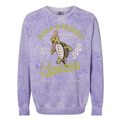 Soda Springs Slowpokes Minor League Baseball Team Colorblast Crewneck Sweatshirt