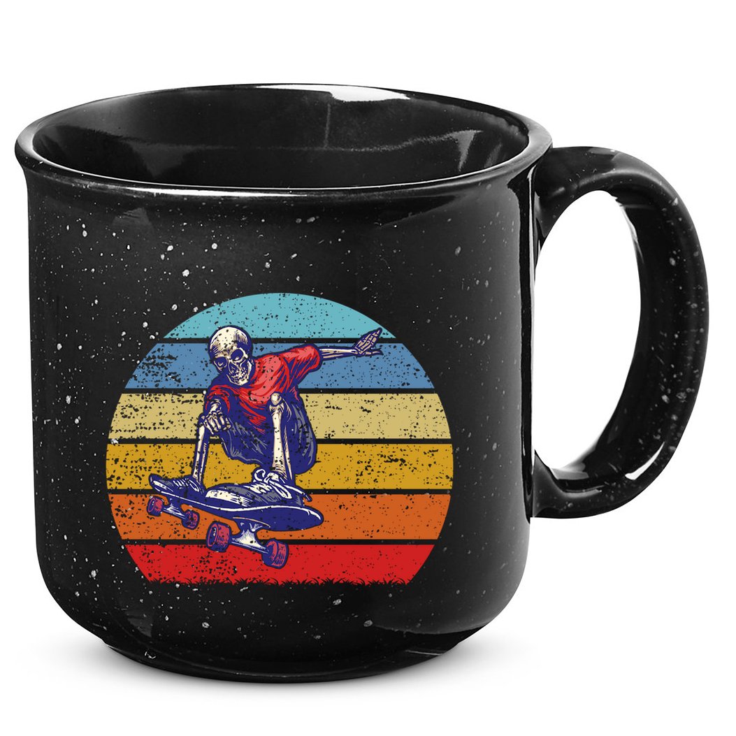 Skateboard Skeleton Skater Retro Vintage Skating Gift 15oz Campfire Ceramic Mug