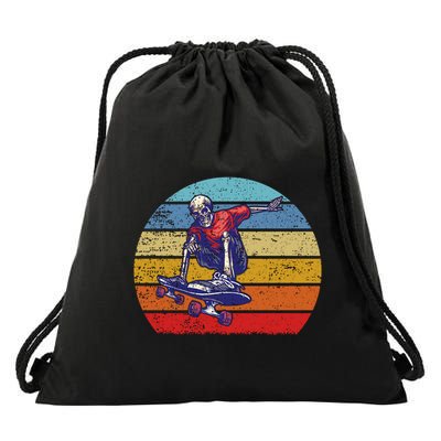 Skateboard Skeleton Skater Retro Vintage Skating Gift Drawstring Bag