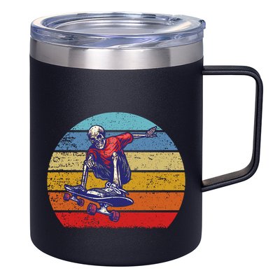 Skateboard Skeleton Skater Retro Vintage Skating Gift 12oz Stainless Steel Coffee Mug