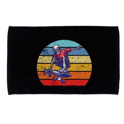 Skateboard Skeleton Skater Retro Vintage Skating Gift Microfiber Hand Towel