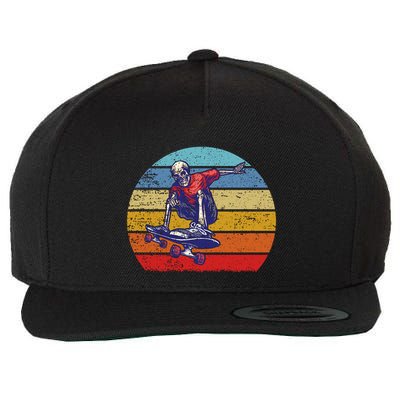 Skateboard Skeleton Skater Retro Vintage Skating Gift Wool Snapback Cap