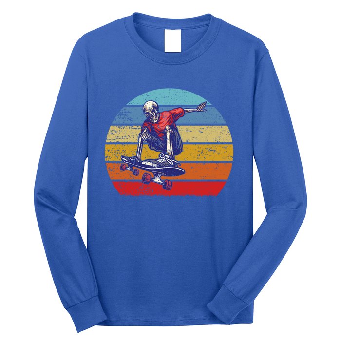 Skateboard Skeleton Skater Retro Vintage Skating Gift Long Sleeve Shirt