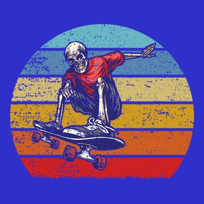 Skateboard Skeleton Skater Retro Vintage Skating Gift T-Shirt