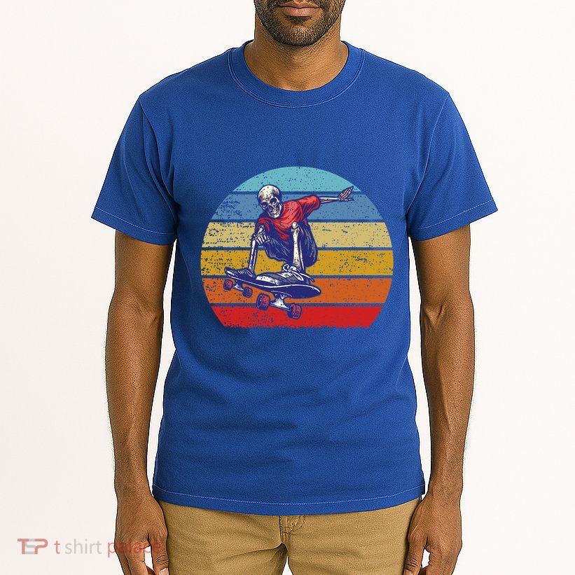 Skateboard Skeleton Skater Retro Vintage Skating Gift Tall T-Shirt