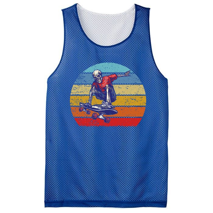 Skateboard Skeleton Skater Retro Vintage Skating Gift Mesh Reversible Basketball Jersey Tank