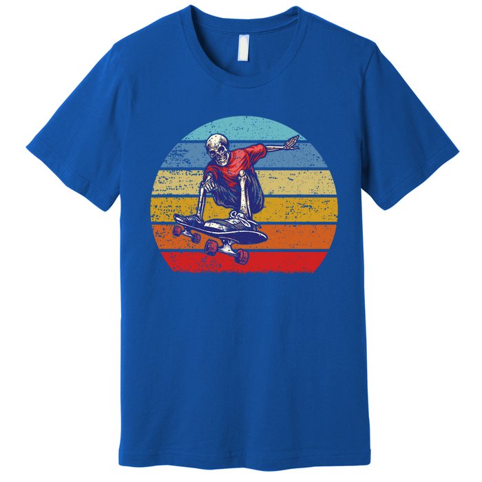 Skateboard Skeleton Skater Retro Vintage Skating Gift Premium T-Shirt