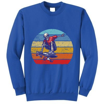 Skateboard Skeleton Skater Retro Vintage Skating Gift Tall Sweatshirt