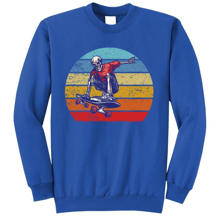 Skateboard Skeleton Skater Retro Vintage Skating Gift Tall Sweatshirt